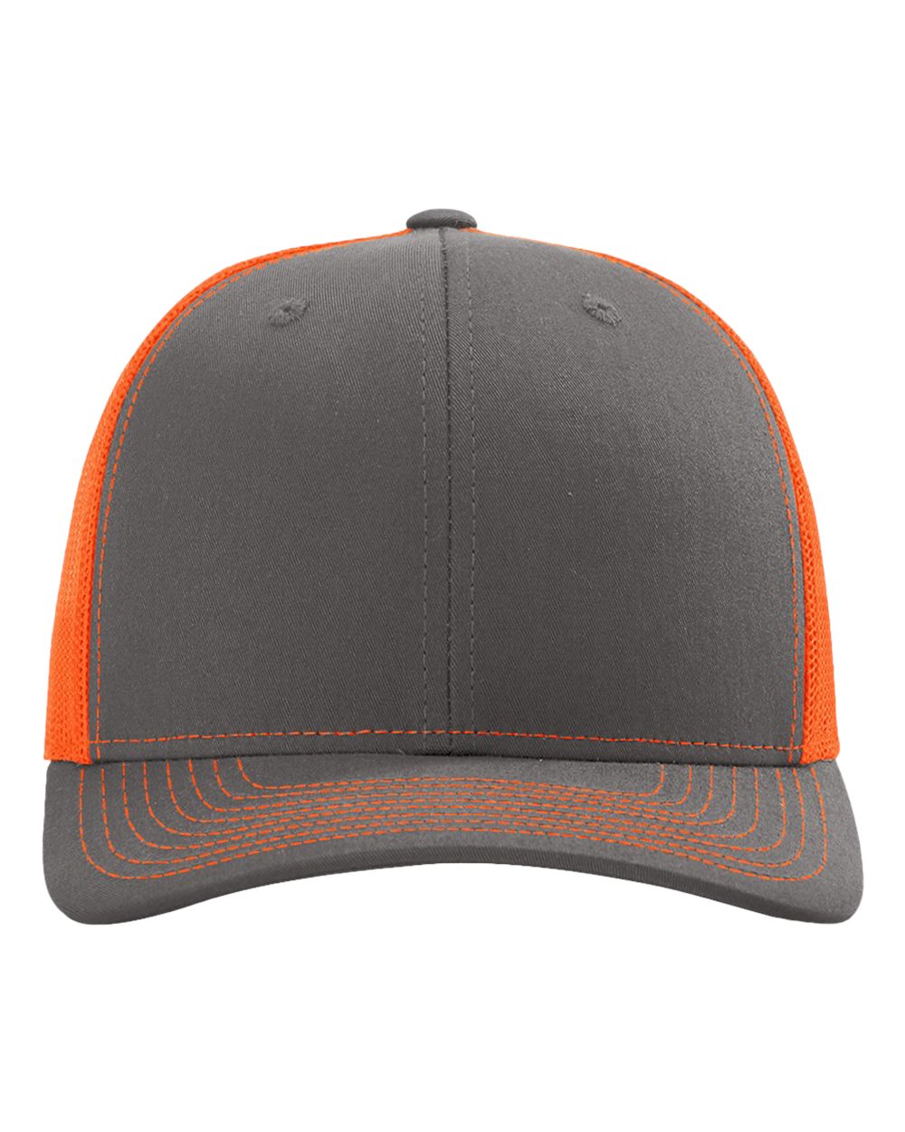 Richardson Snapback Trucker Hat (112) in Charcoal/Neon Orange