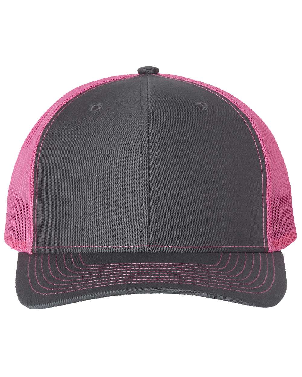 Richardson Snapback Trucker Hat (112) in Charcoal/Neon Pink