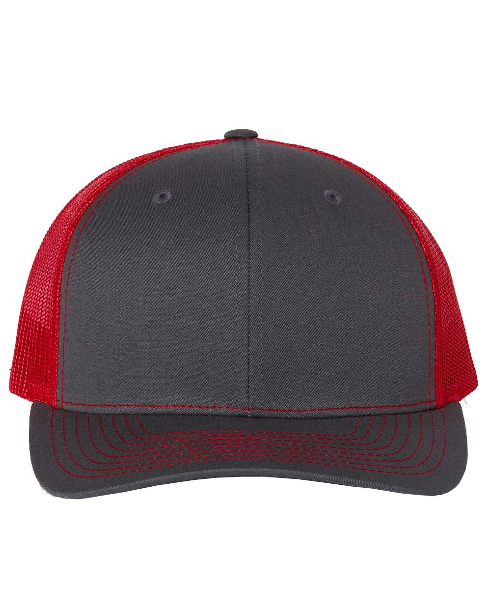 Richardson Snapback Trucker Hat (112) in Charcoal/Red
