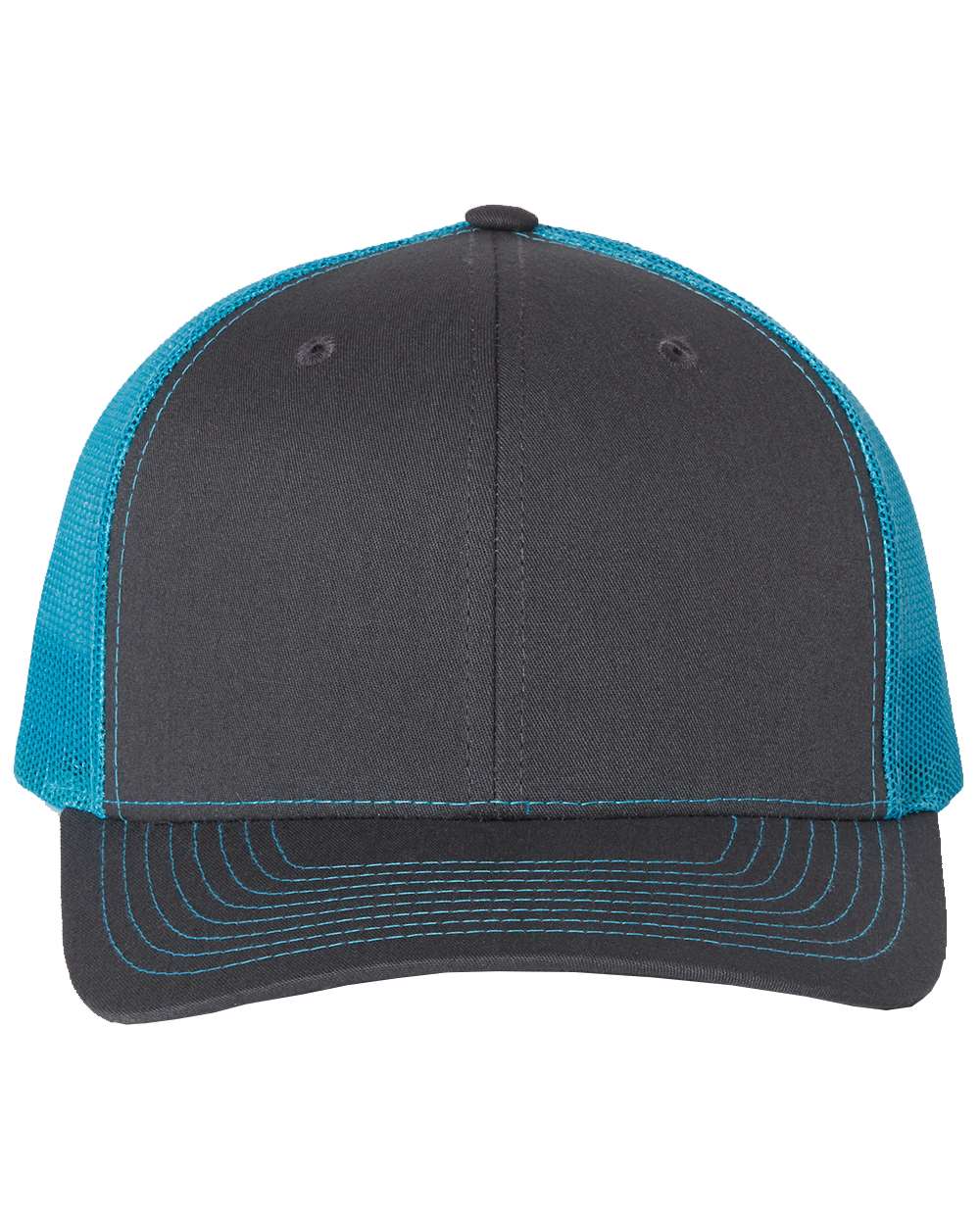 Richardson Snapback Trucker Hat (112) in Charcoal/Neon Blue