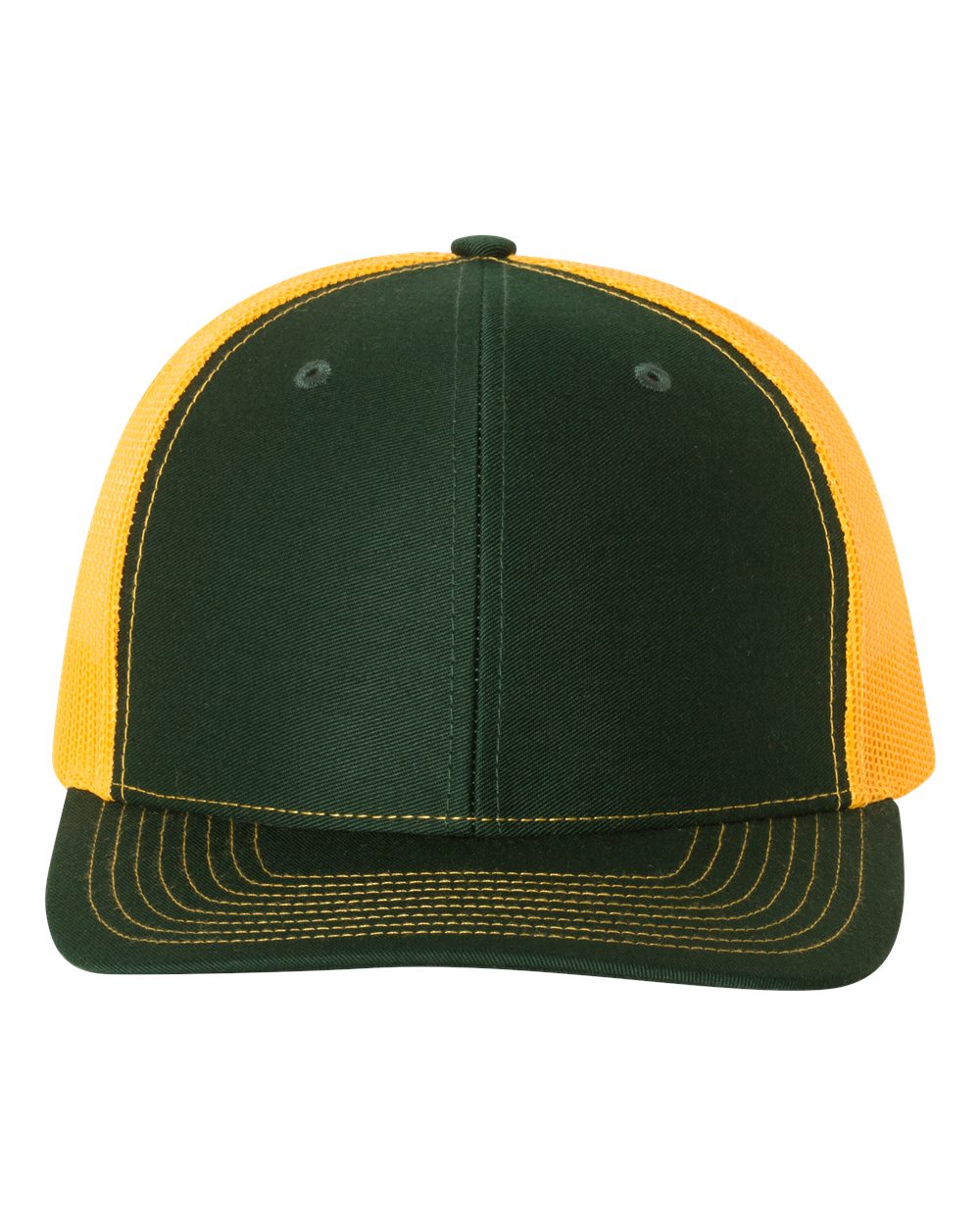 Richardson Snapback Trucker Hat (112) in Dark Green/Gold