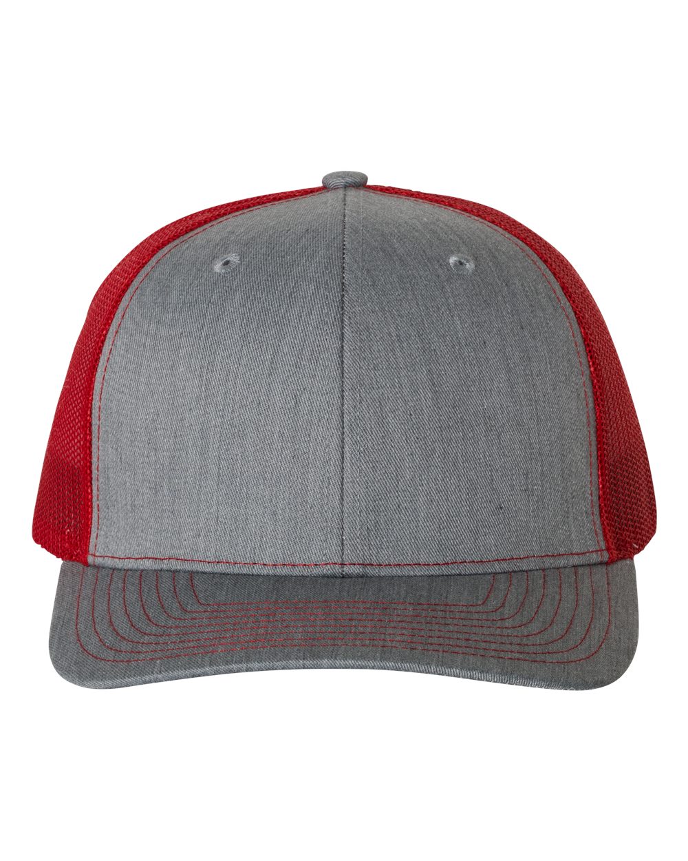 Richardson Snapback Trucker Hat (112) in Heather Grey/Red