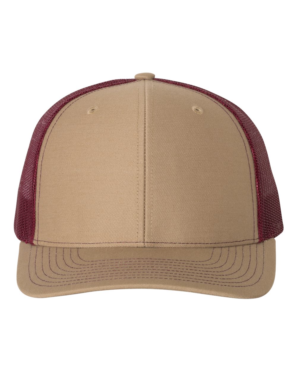 Richardson Snapback Trucker Hat (112) in Khaki/Burgundy