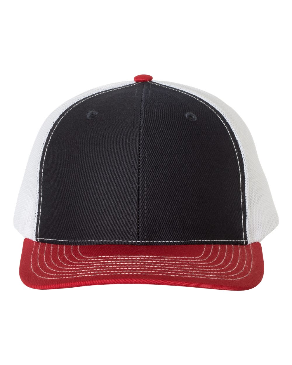 Richardson Snapback Trucker Hat (112) in Red/White/Navy