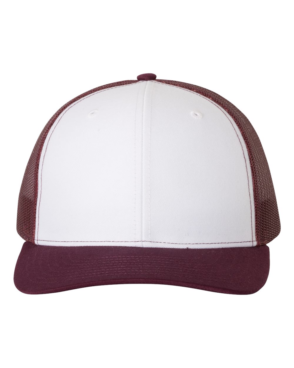 Richardson Snapback Trucker Hat (112) in White/Maroon