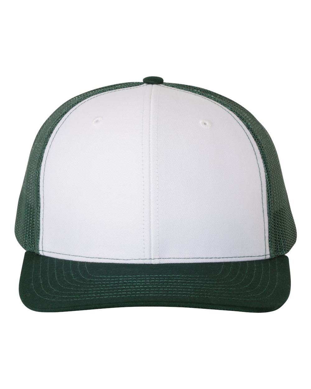 Richardson Snapback Trucker Hat (112) in White/Dark Green