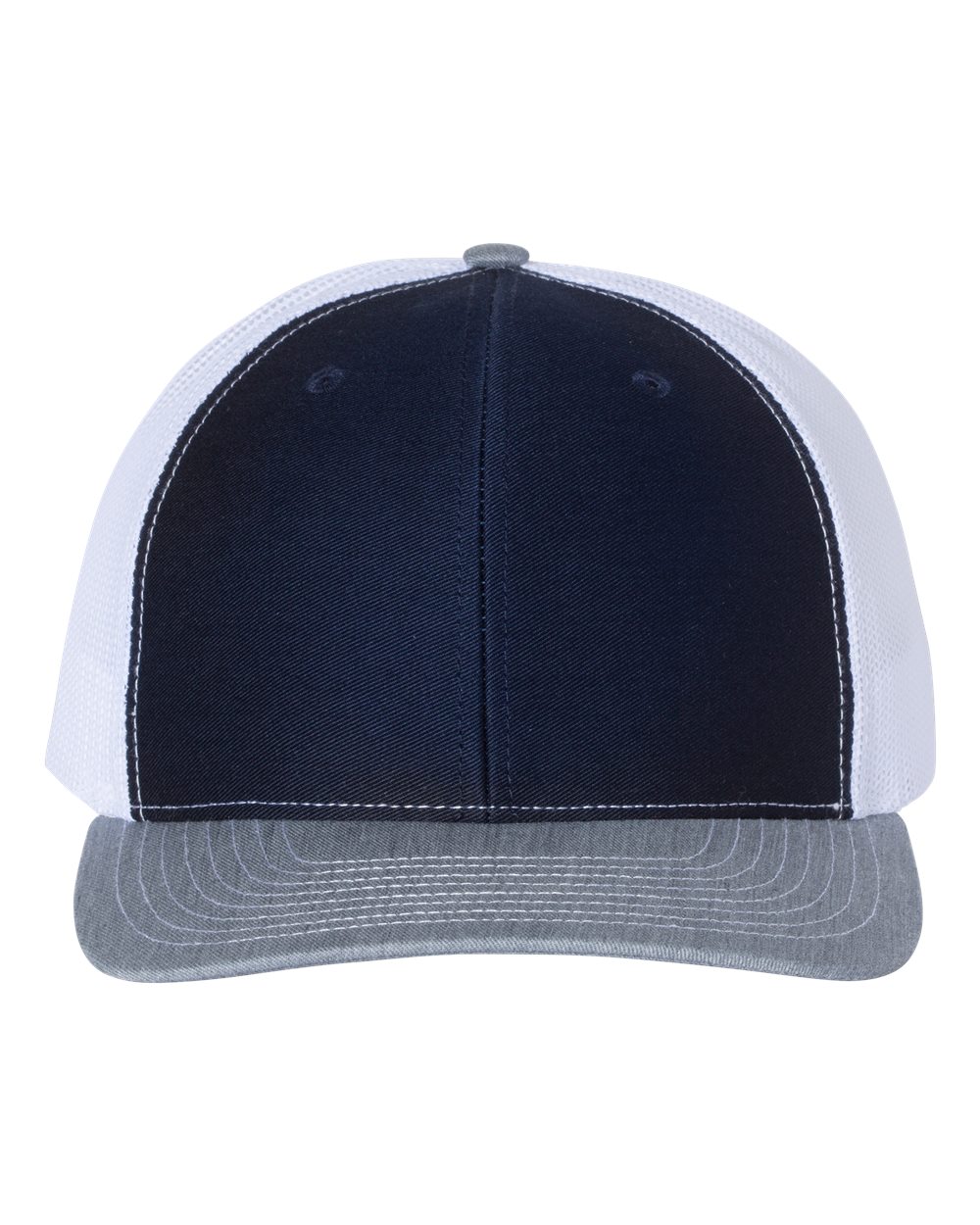 Richardson Snapback Trucker Hat (112) in Navy/White/Heather Grey
