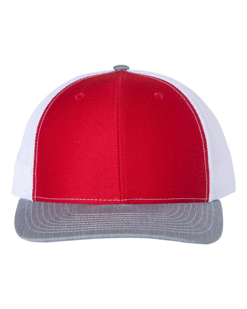 Richardson Snapback Trucker Hat (112) in Red/White/Heather Grey