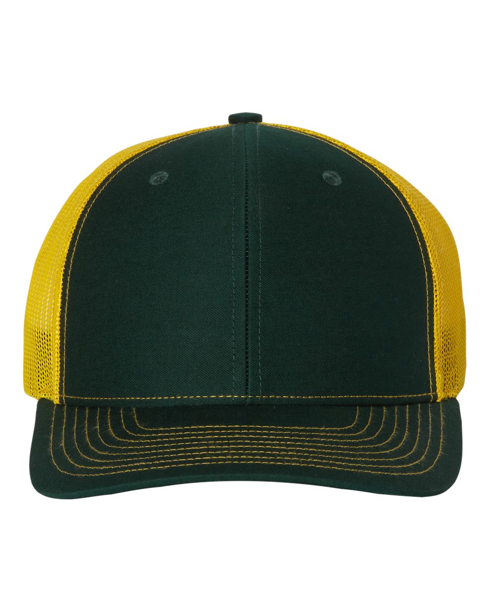 Richardson Snapback Trucker Hat (112) in Dark Green/Yellow