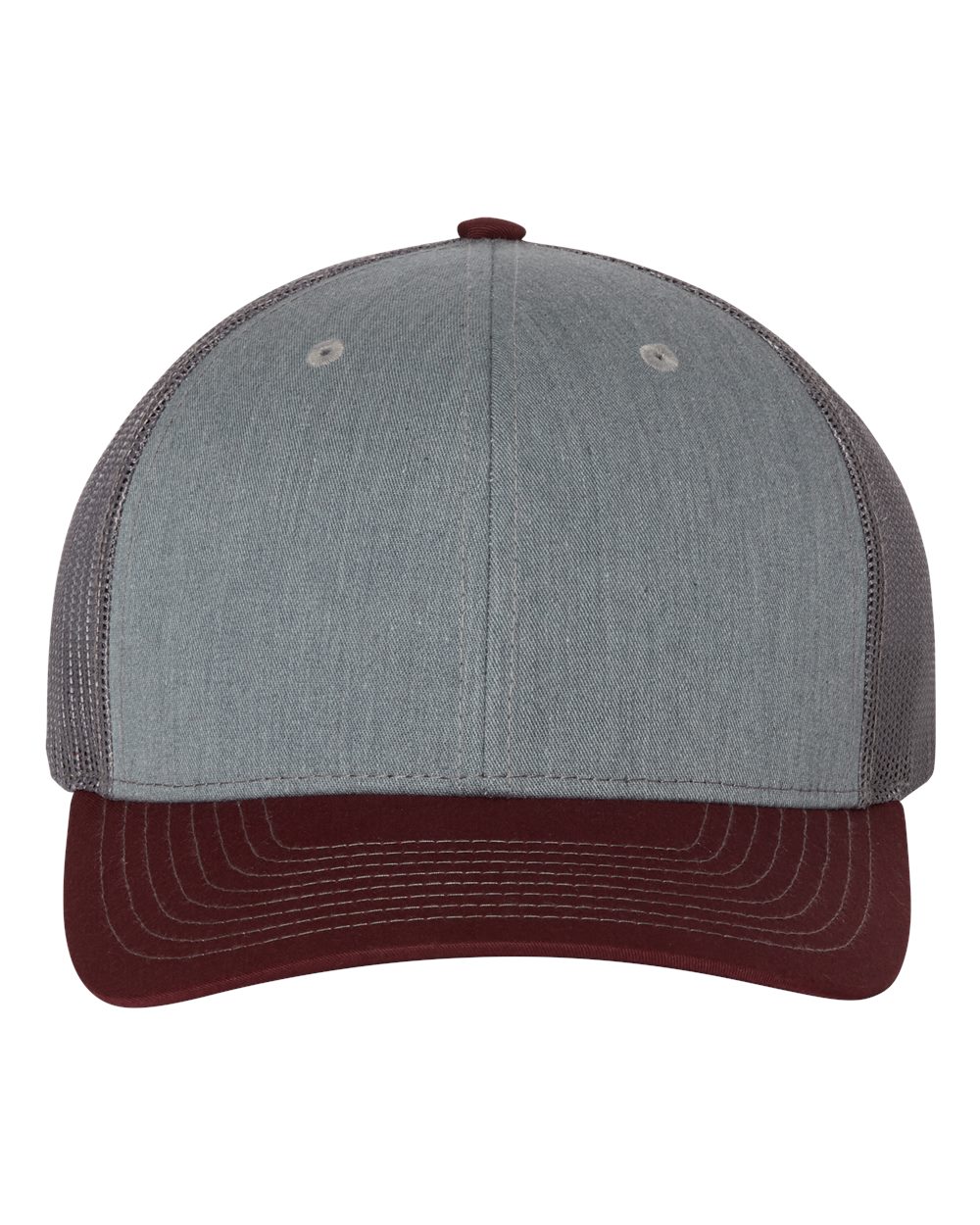 Richardson Snapback Trucker Hat (112) in Heather Grey/Charcoal/Maroon