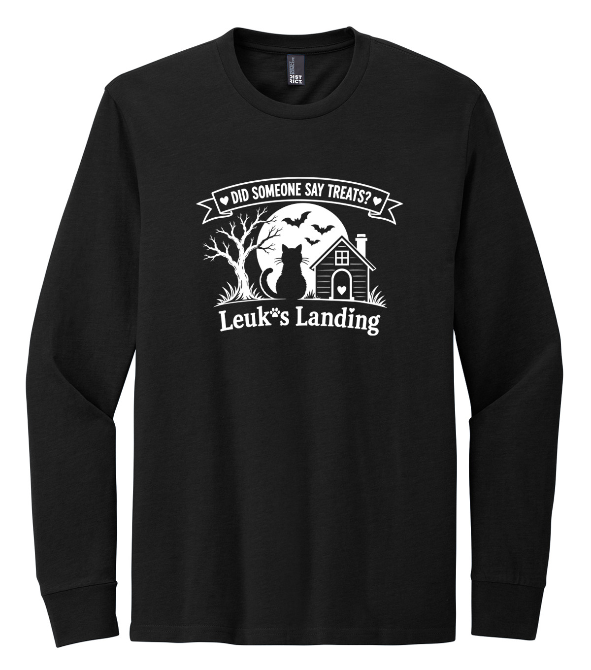 Leuk's Landing Halloween Unisex Long Sleeve Tee (White Print)