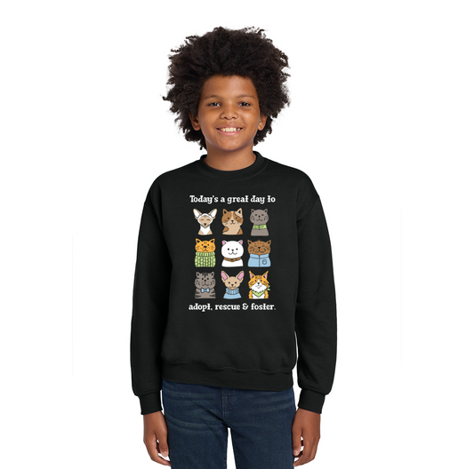 Pet Angel Great Day to Adopt & Foster Youth Crewneck Sweatshirt