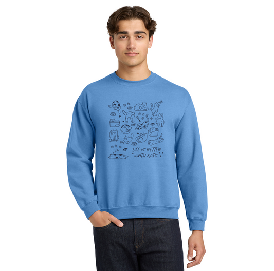 Pet Angel Adoption Life is Better with Cats Crewneck Sweatshirt