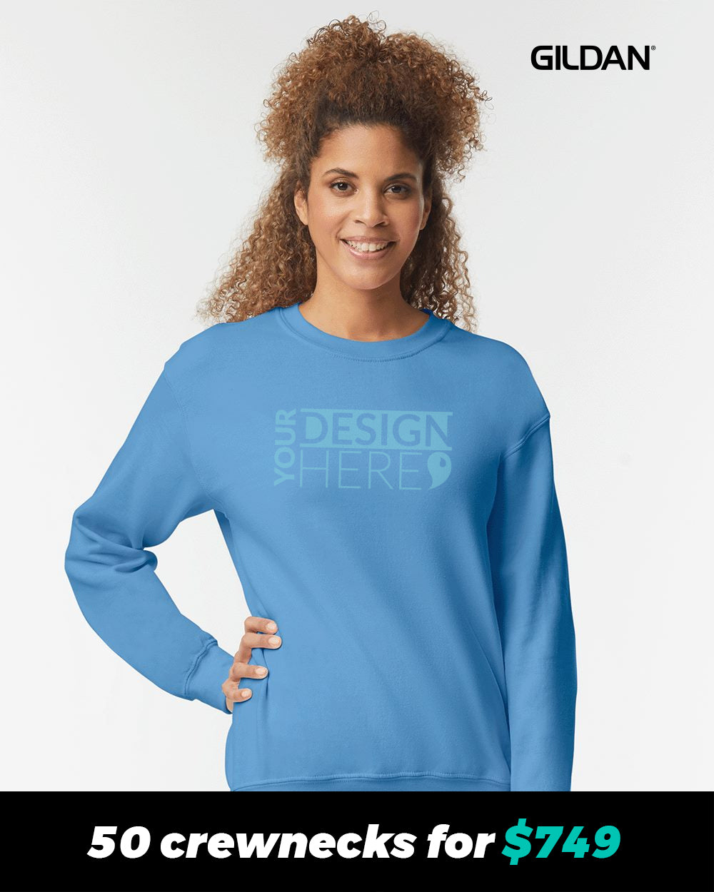 50 Custom Gildan Crewnecks for $749