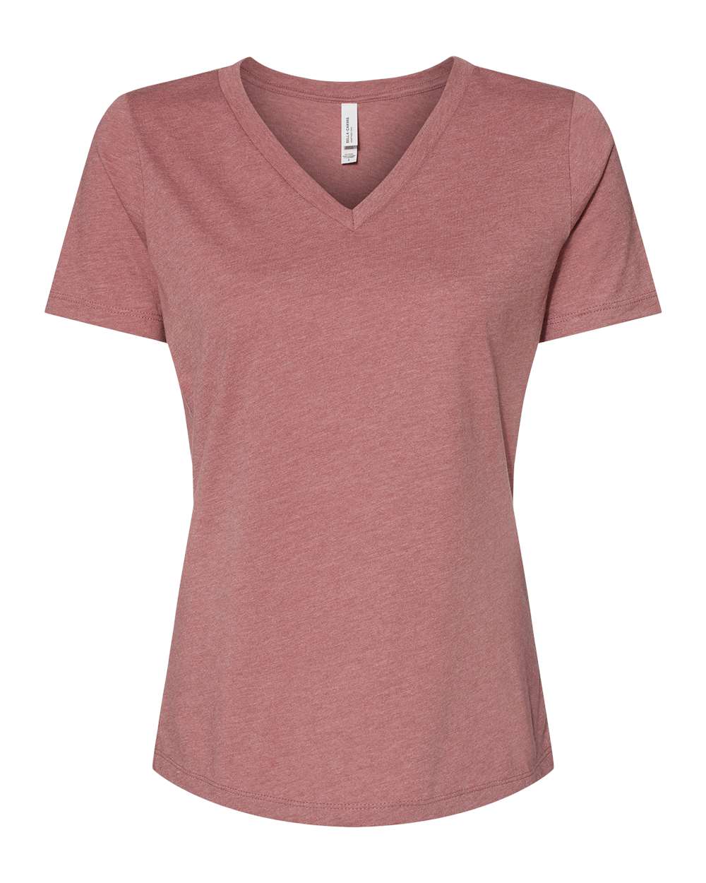 Bella + Canvas Women's Relaxed V-Neck CVC Tee (6405cvc) in Heather Mauve