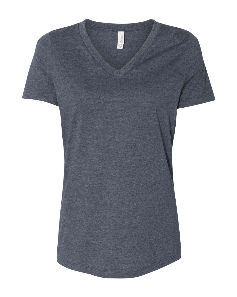 Bella + Canvas Women's Relaxed V-Neck CVC Tee (6405cvc) in Heather Navy