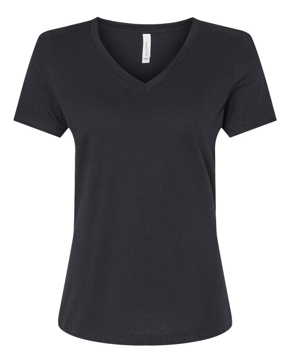 Bella + Canvas Women's Relaxed V-Neck CVC Tee (6405cvc) in Solid Black Blend