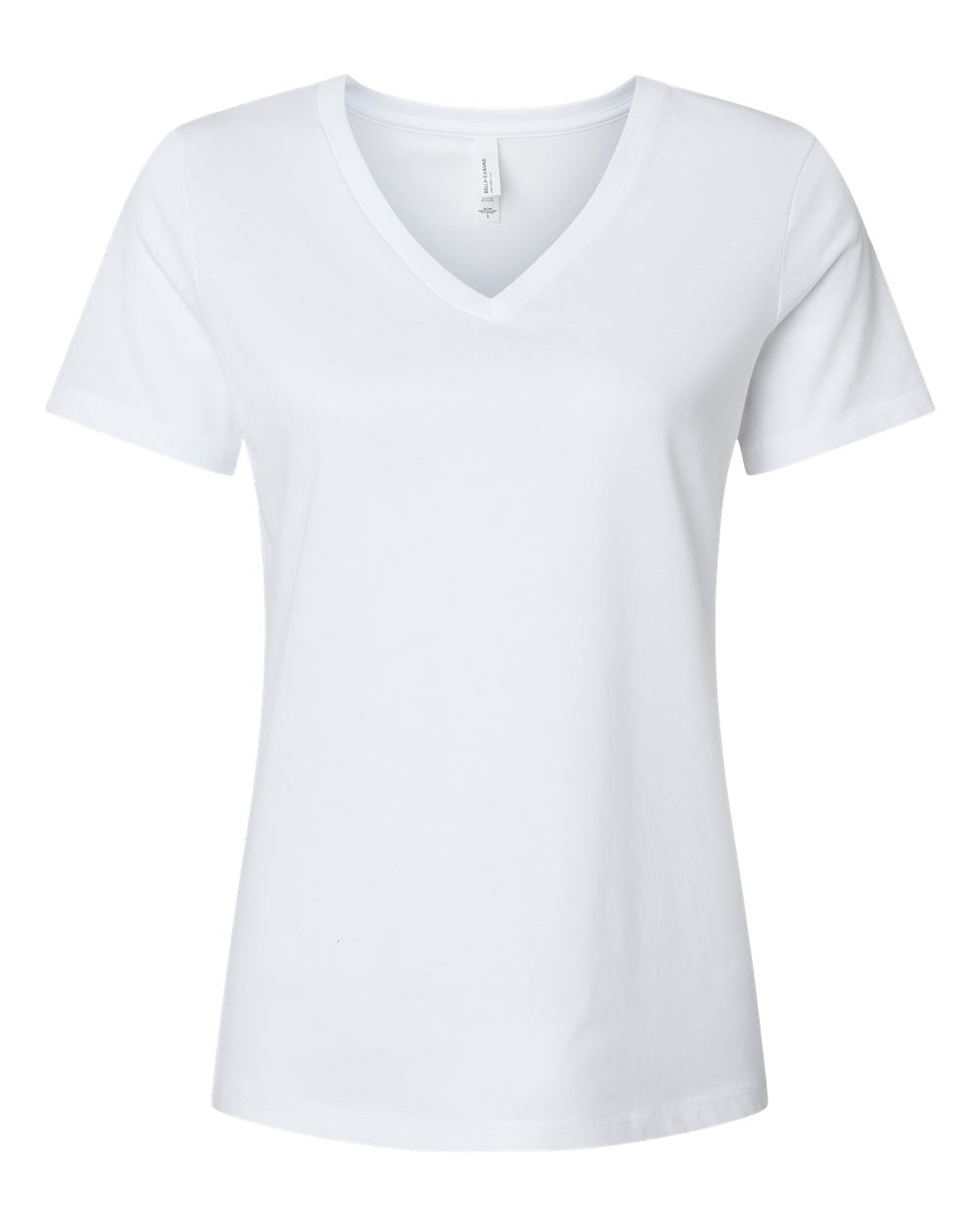 Bella + Canvas Women's Relaxed V-Neck CVC Tee (6405cvc) in Solid White Blend