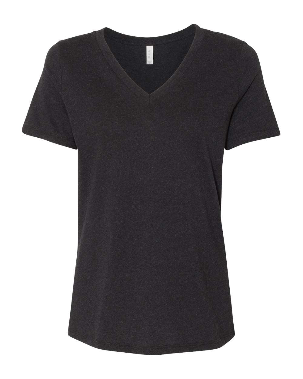 Bella + Canvas Women's Relaxed V-Neck CVC Tee (6405cvc) in Black Heather