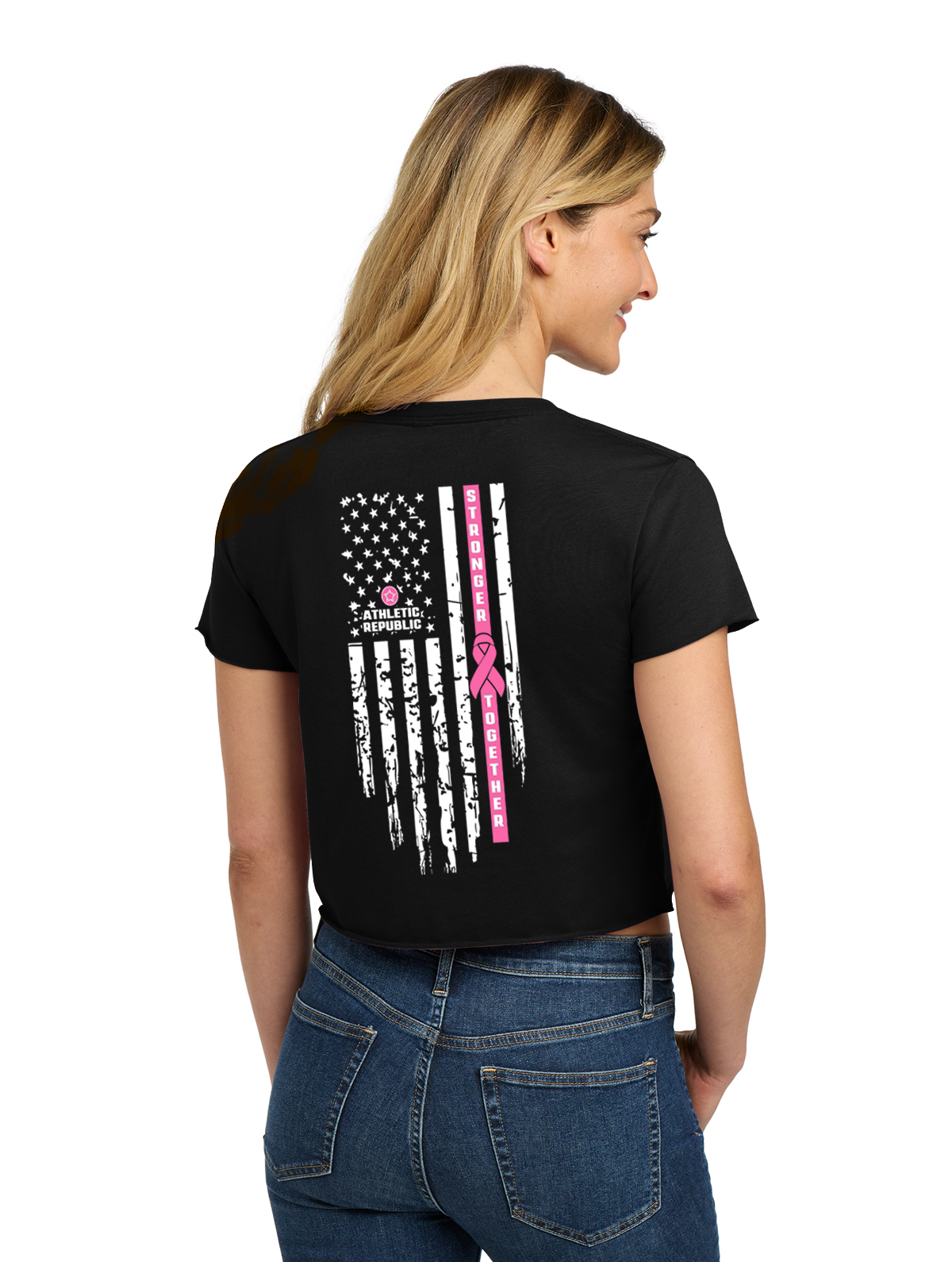 Athletic Republic Hudson Valley Women's Cropped Breast Cancer Awareness Tee