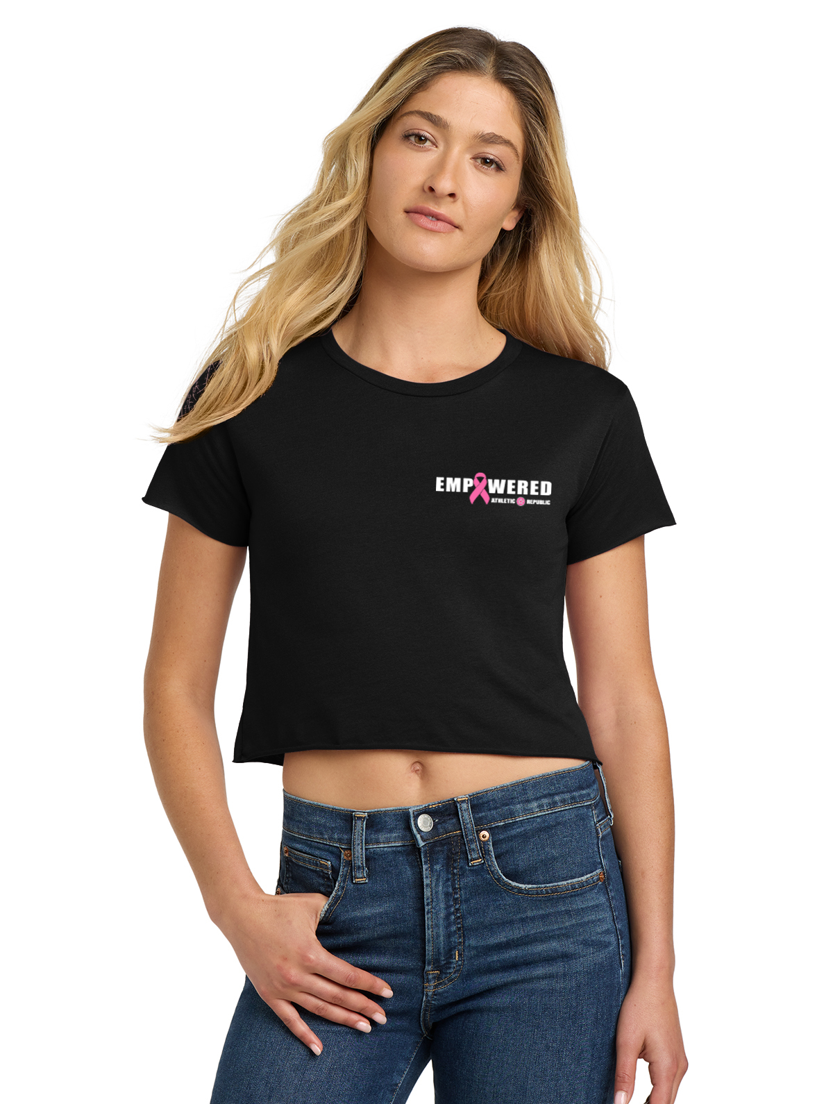 Athletic Republic Hudson Valley Women's Cropped Breast Cancer Awareness Tee