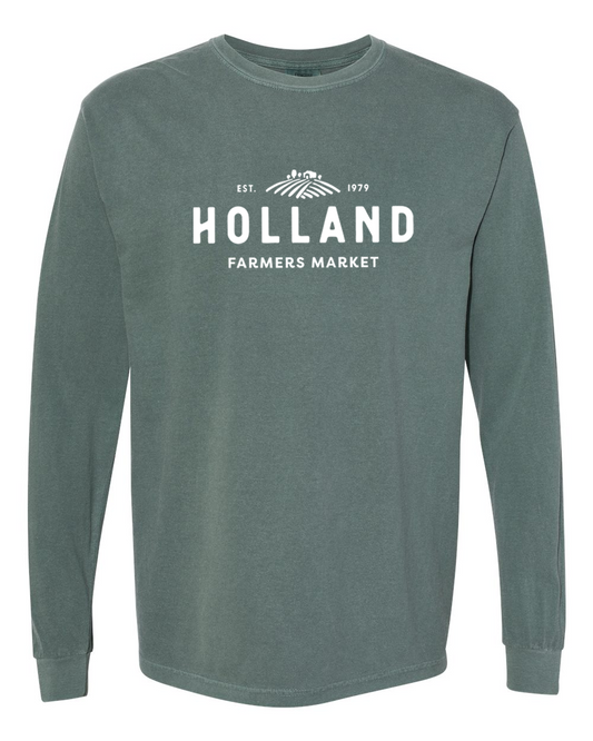 Holland Farmer's Market Unisex Long Sleeve Tee (White Print)