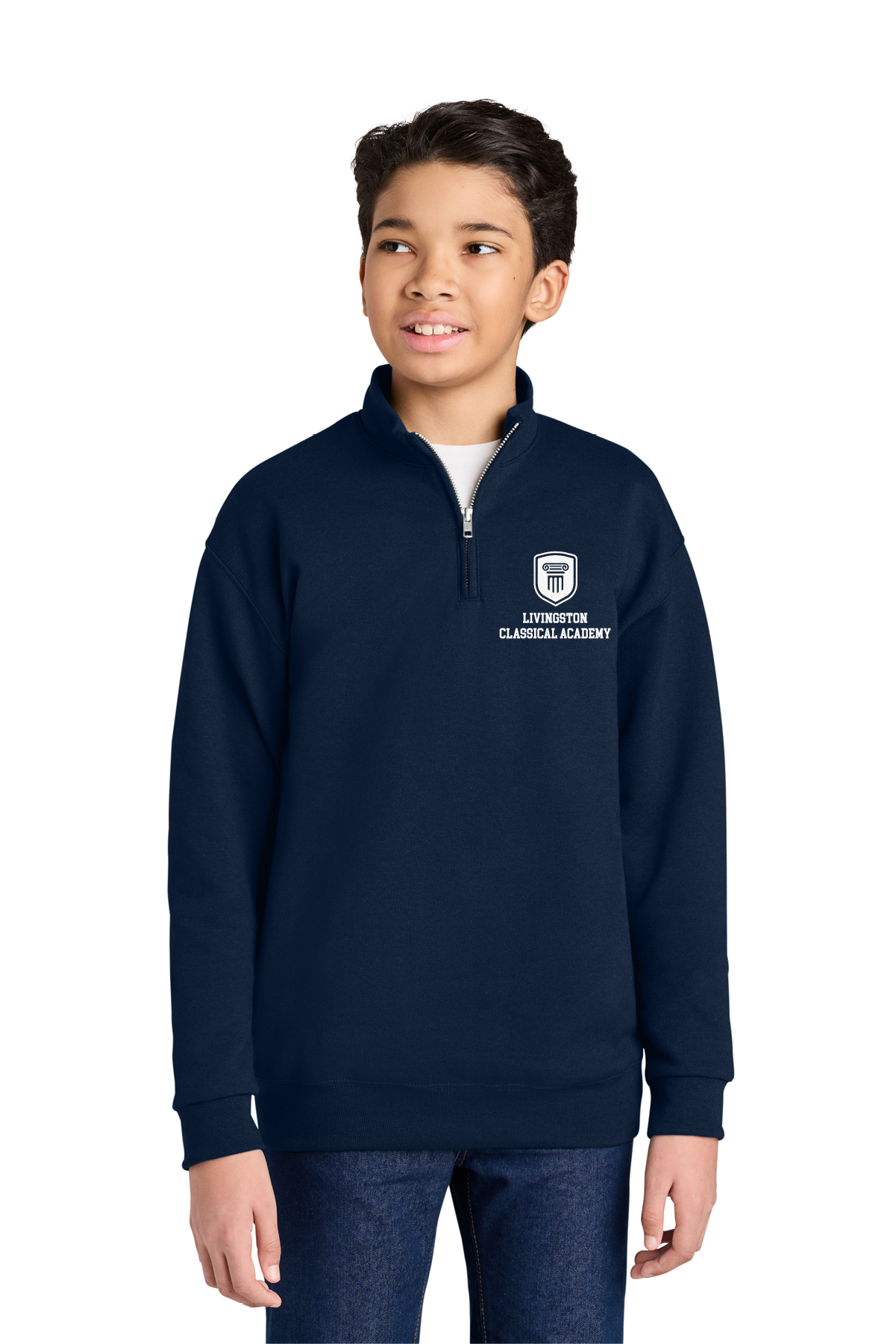 Livingston Classical Academy Left Chest Logo Youth 1/4-zip - Spirit Wear Only