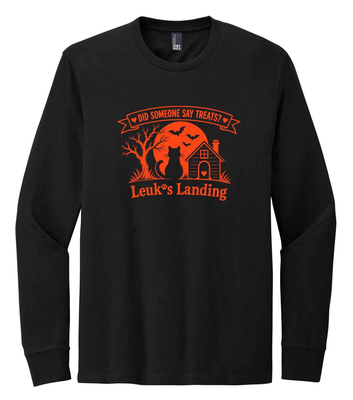 Leuk's Landing Halloween Unisex Long Sleeve Tee (Orange Print)