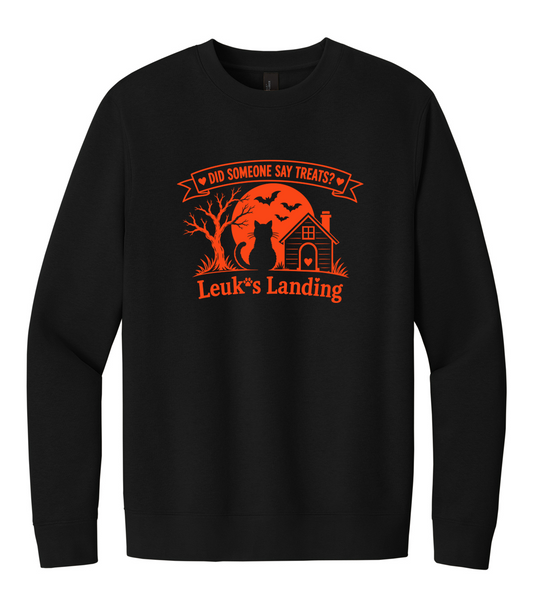 Leuk's Landing Halloween Crewneck Sweatshirt (Orange Print)