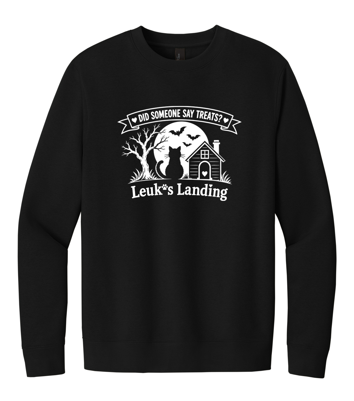 Leuk's Landing Halloween Crewneck Sweatshirt (White Print)