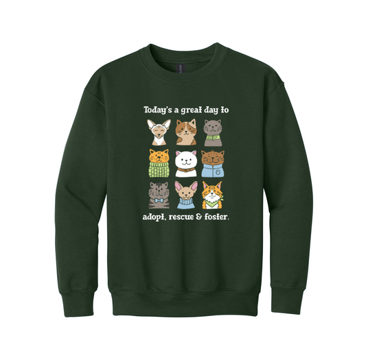 Pet Angel Great Day to Adopt & Foster Youth Crewneck Sweatshirt