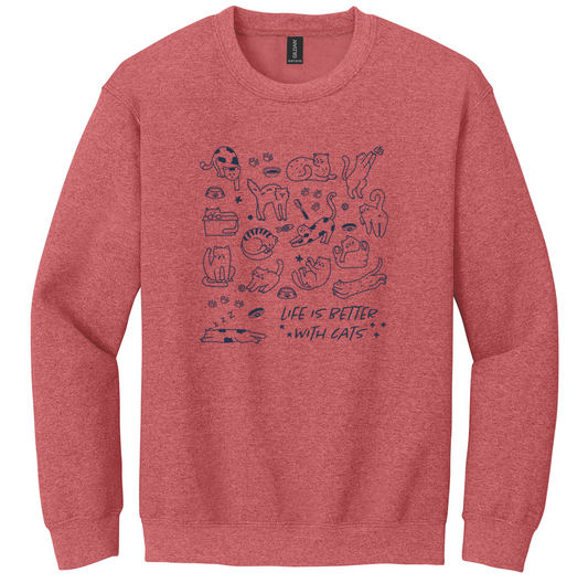 Pet Angel Adoption Life is Better with Cats Crewneck Sweatshirt
