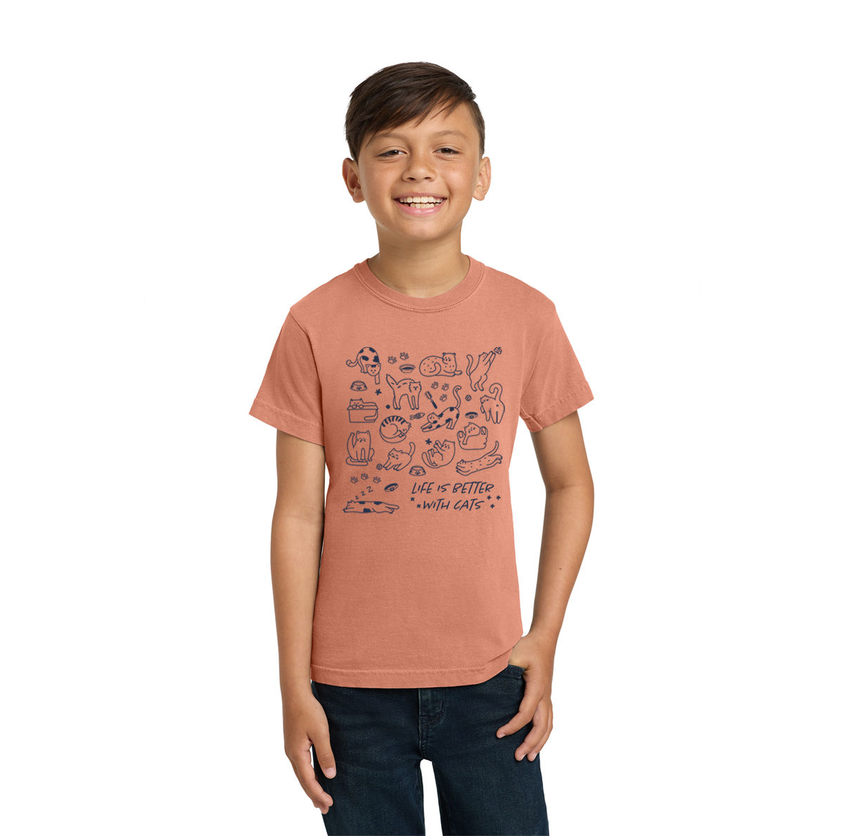 Pet Angel Adoption Life is Better with Cats Youth Tee