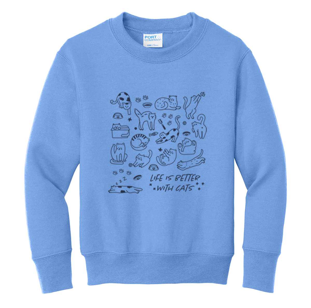 Pet Angel Life is Better with Cats Youth Crewneck Sweatshirt