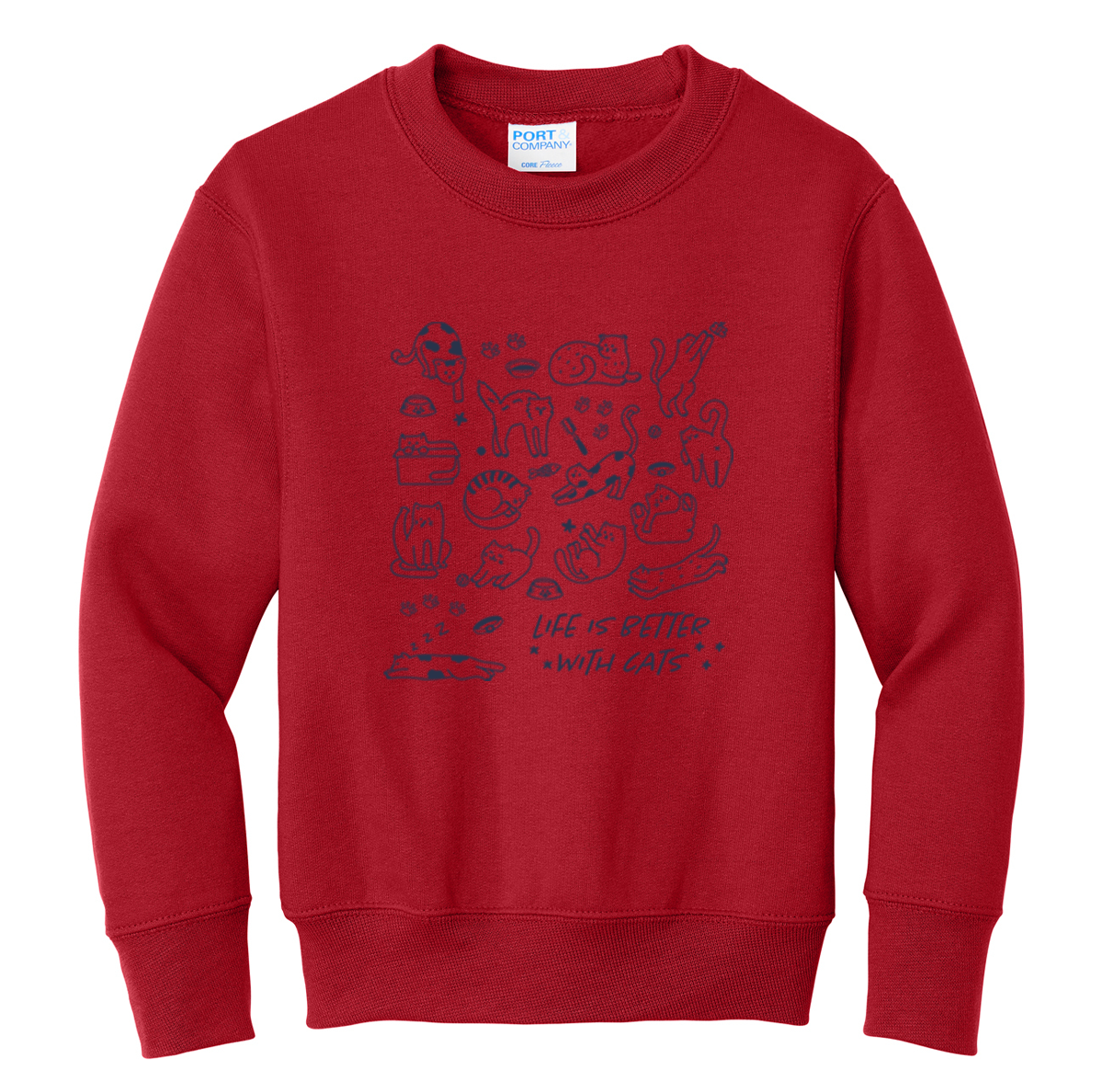 Pet Angel Life is Better with Cats Youth Crewneck Sweatshirt