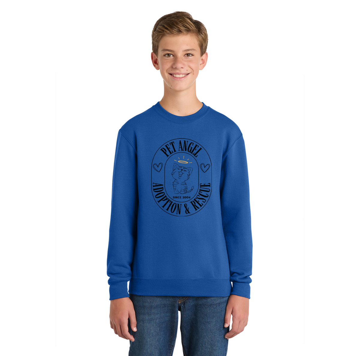 Pet Angel Primary Logo Youth Crewneck Sweatshirt