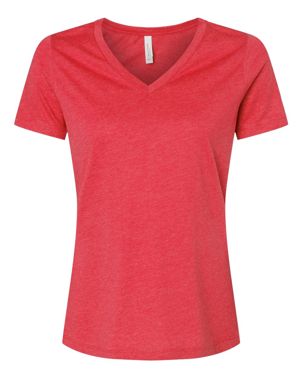 Bella + Canvas Women's Relaxed V-Neck CVC Tee (6405cvc) in Heather Red