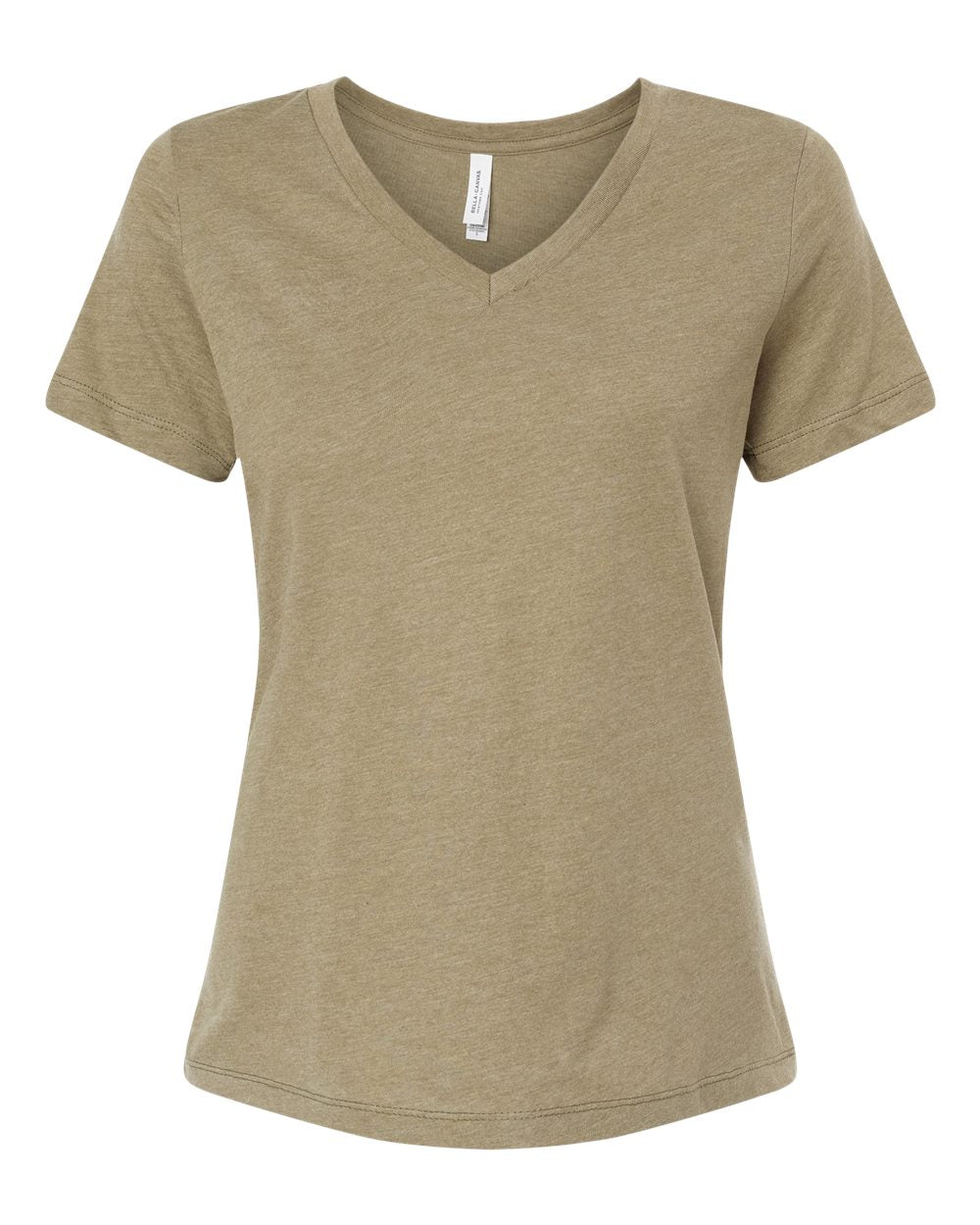 Bella + Canvas Women's Relaxed V-Neck CVC Tee (6405cvc) in Heather Olive